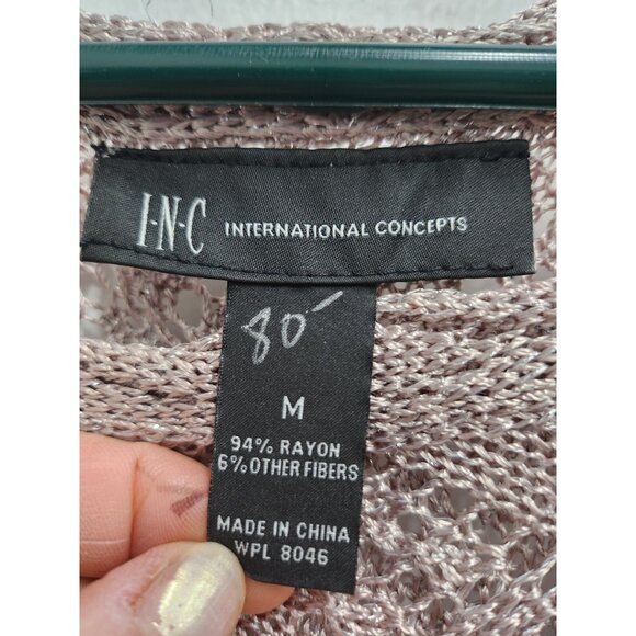 INC International Concepts Womens Fairy Sweater Medium Beige Metallic Crochet - Picture 5 of 9